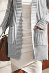Shawl Neckline Long Sleeve Cardigan with Pocket