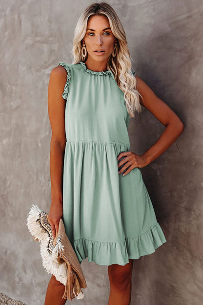 Pocketed Ruffle Babydoll Dress