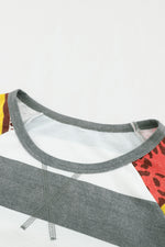 Colorful Leopard Striped Splicing Raglan Sleeve Sweatshirt