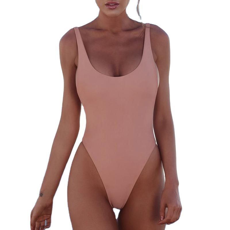 New  Bikini One-Piece Swimsuit Sexy Solid Color Swimwear Bikini summer