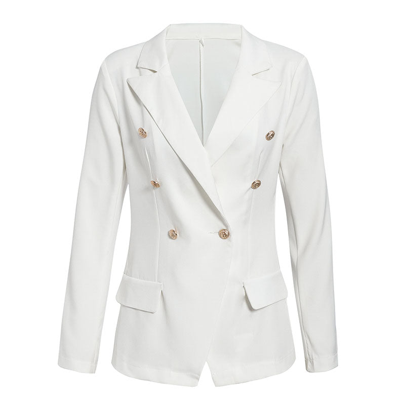 Elegant Buttons Women Blazers Casual Long Sleeve Autumn Winter Female Blazer Jackets Office Ladies White Blazer Coats