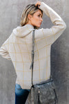 Grid Pattern Turtleneck Sweater