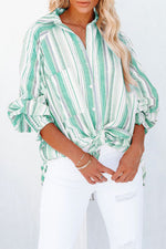 Pocketed Striped Button Shirt with Slits