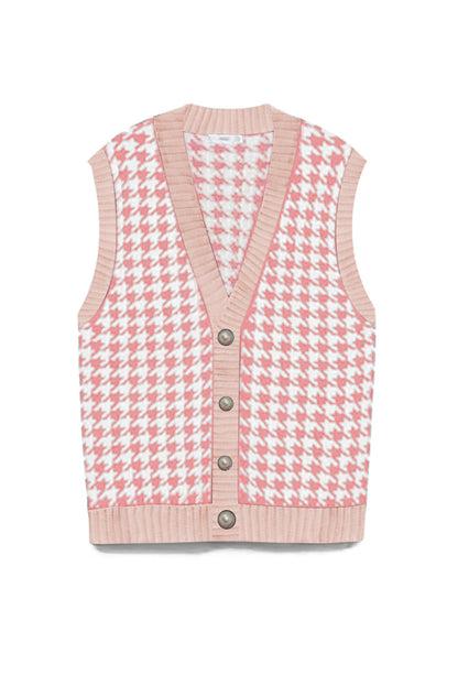 Houndstooth Vest Cardigan