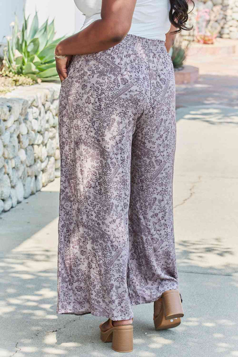 GeeGee In The Works Plus Size Printed Wide Leg Pants