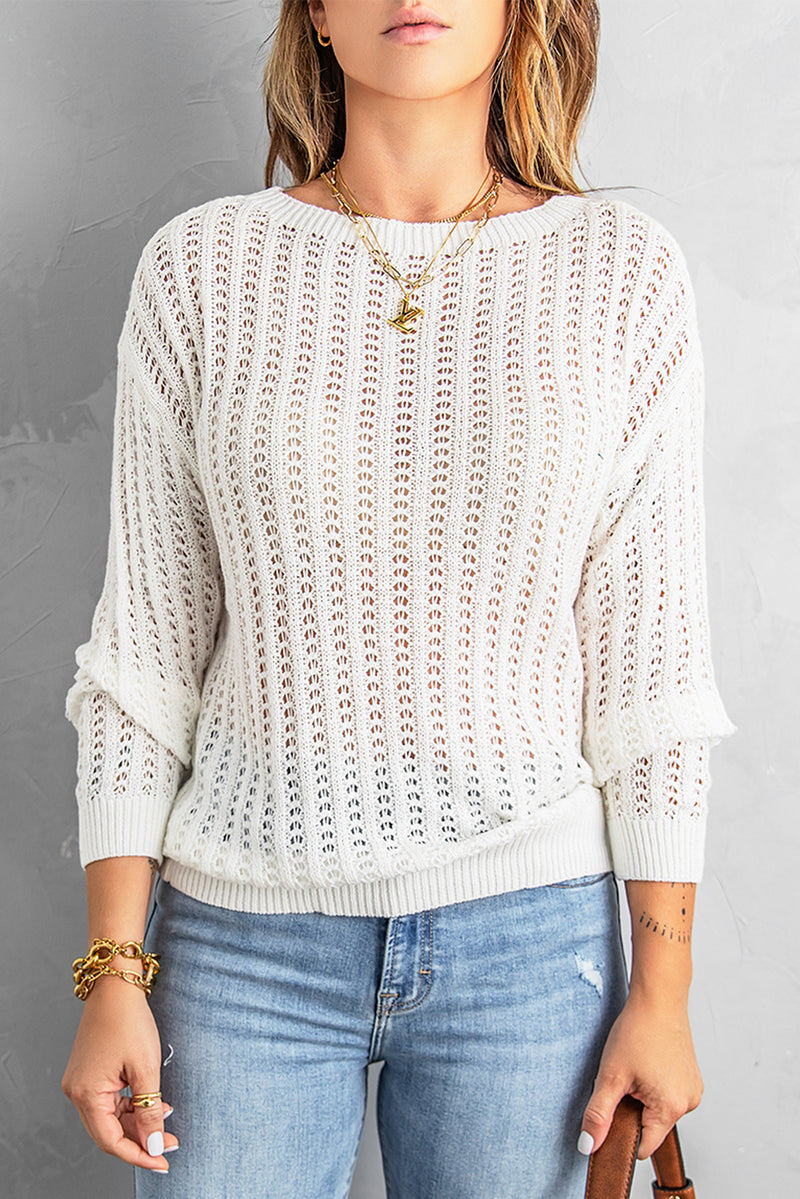 Hollow-out Drop Shoulder Knitted Sweater