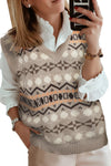 Tribal Print V Neck Knitted Sweater Vest