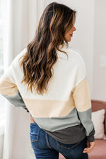 Colorblock V Neck Pullover Sweater