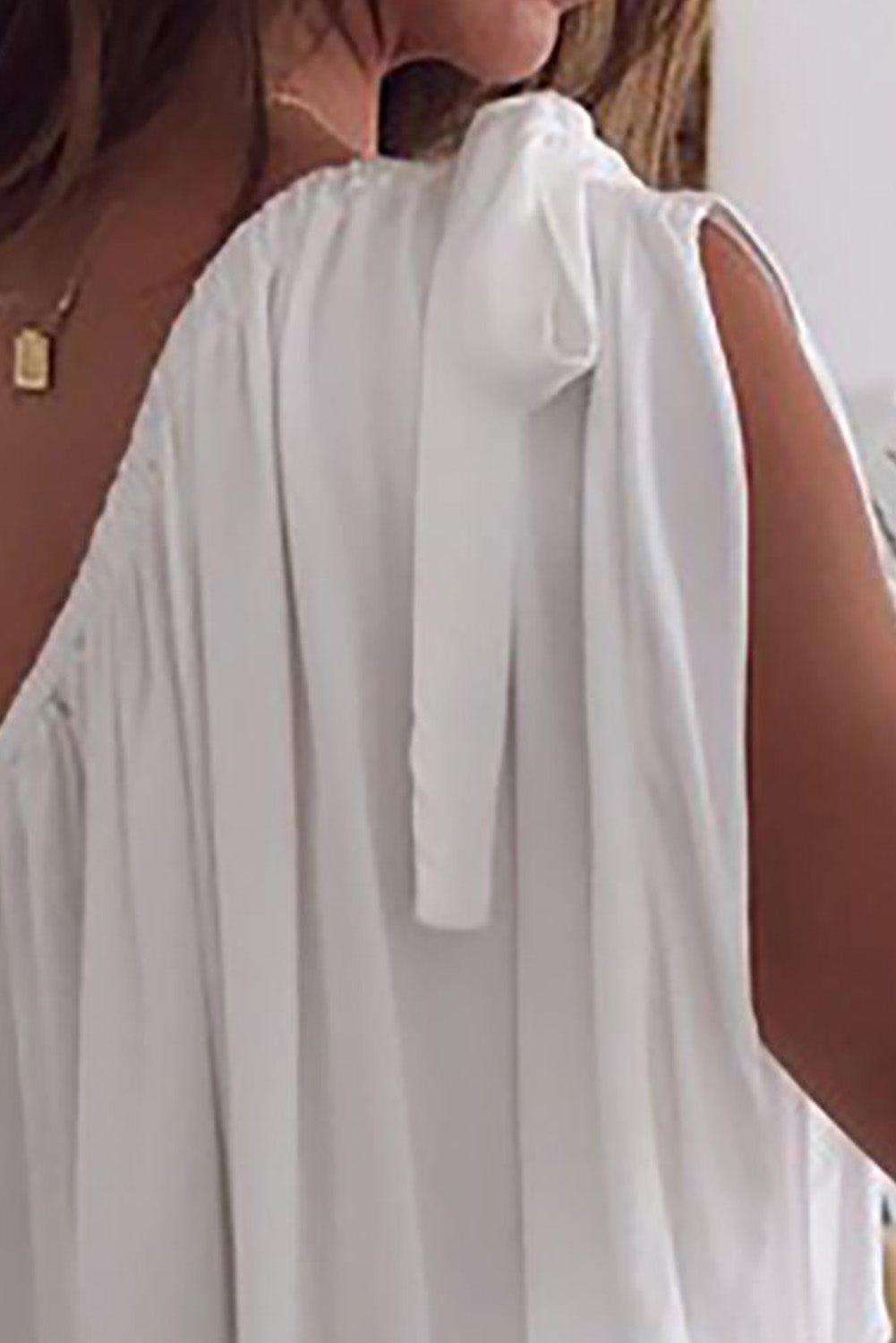 One Shoulder Sleeveless Ruffle Chiffon Top