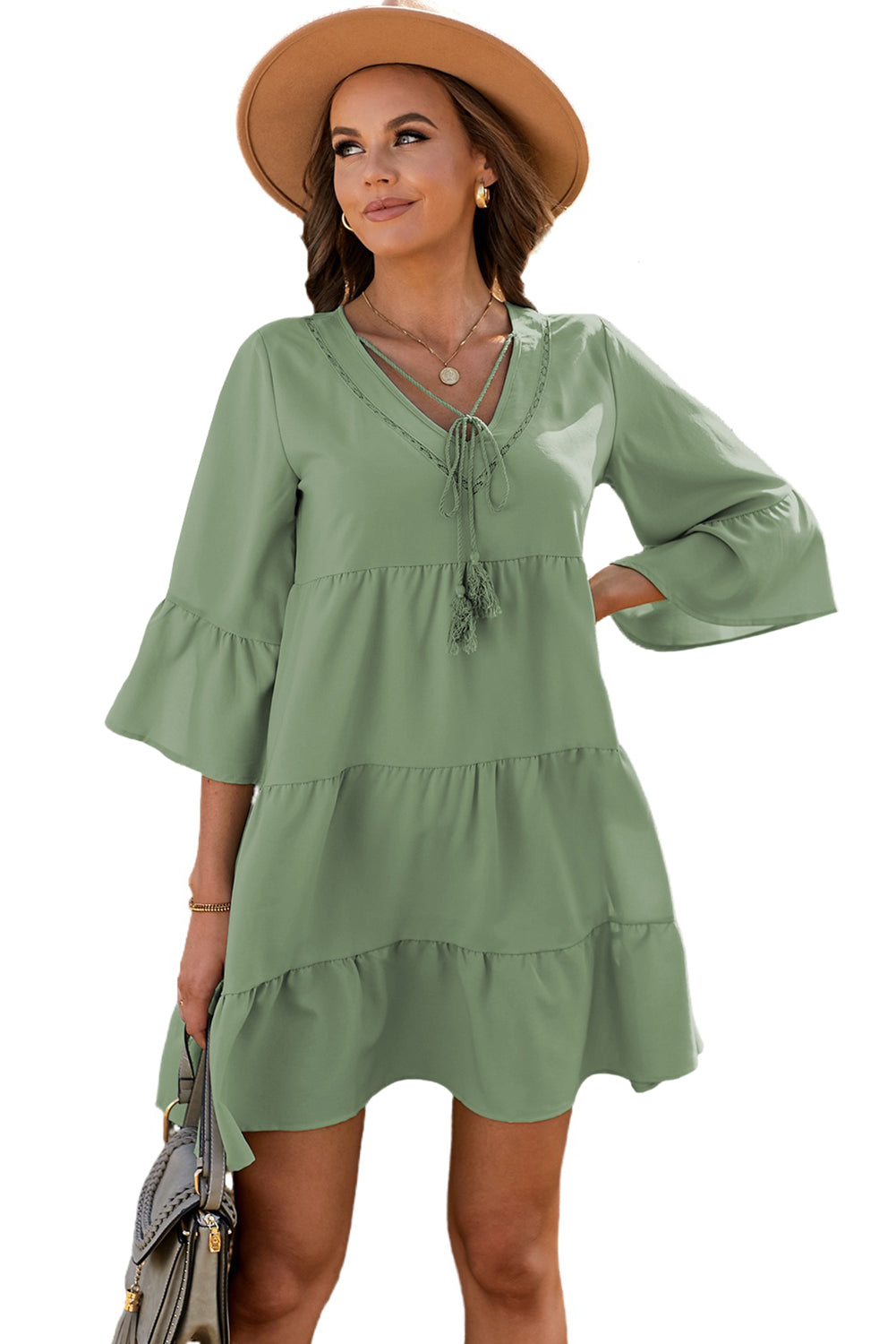 Cotton Tiered Babydoll Tunic Dress