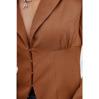 Autumn winter fashion split skinny blazer office lady Long sleeve lapel wrap waist jacket women Solid outwear lady