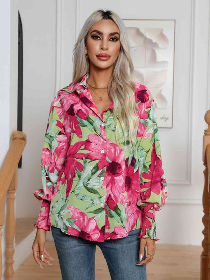 Floral Collared Neck Buttoned Shirt