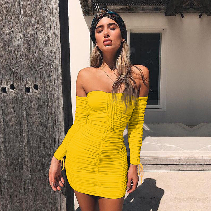 New Off-shoulder Long Sleeve Tube Top Sexy Dress Women Clothing