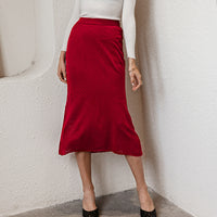 Simplee Sexy Wine Red Autumn Winter Solid Women Skirt Office Lady High Waist Female Bud New Fashion Chic Vintage Dress
