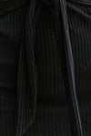 Short Sleeves Ribbed Tie Front Midi Dress