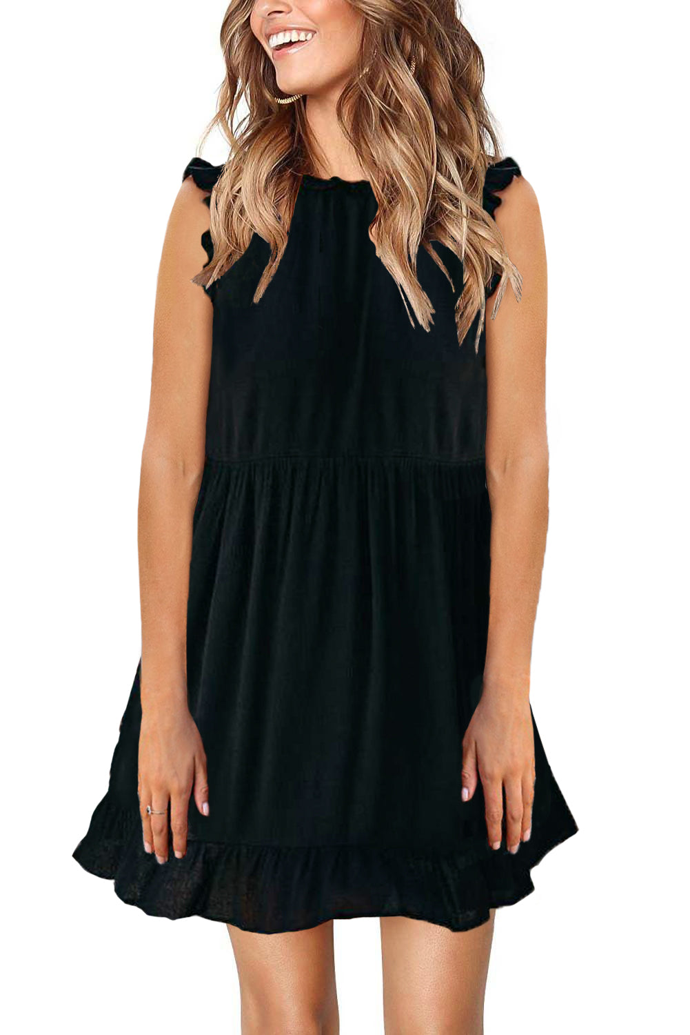 Pocketed Ruffle Babydoll Dress