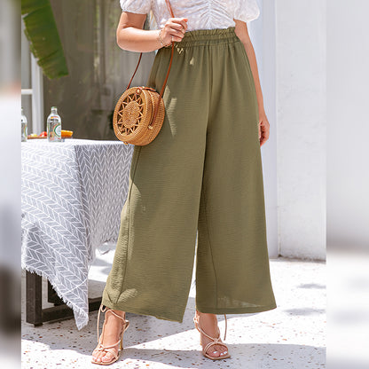 summer New Office style dark green wide-leg pants women