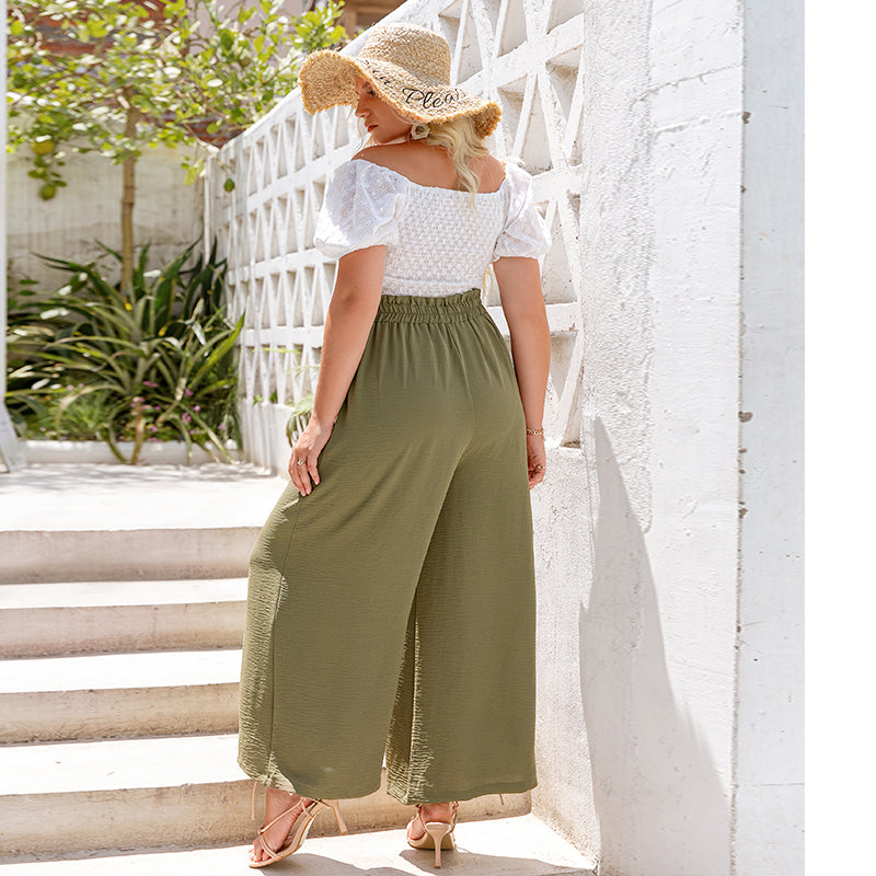 summer New Office style dark green wide-leg pants women