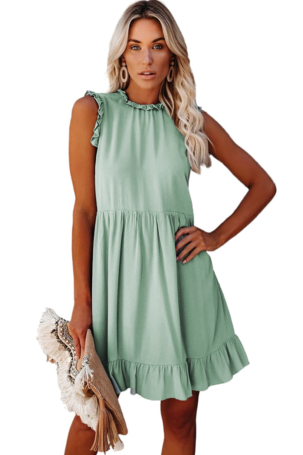 Pocketed Ruffle Babydoll Dress