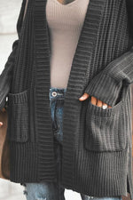 Shawl Neckline Long Sleeve Cardigan with Pocket