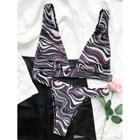 Stripe Print Bikinis Sexy 2-Piece Swimsuit Women Swimming Suit High Cut Bathing Suit Low Waist Swimwear Beach Wear