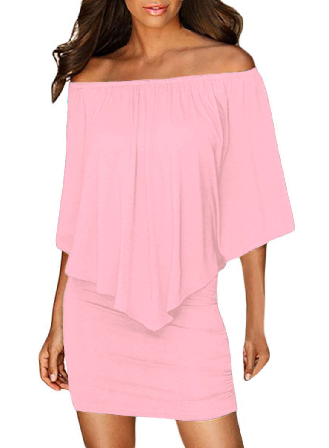 Multiple Dressing Layered Pink Mini Poncho Dress