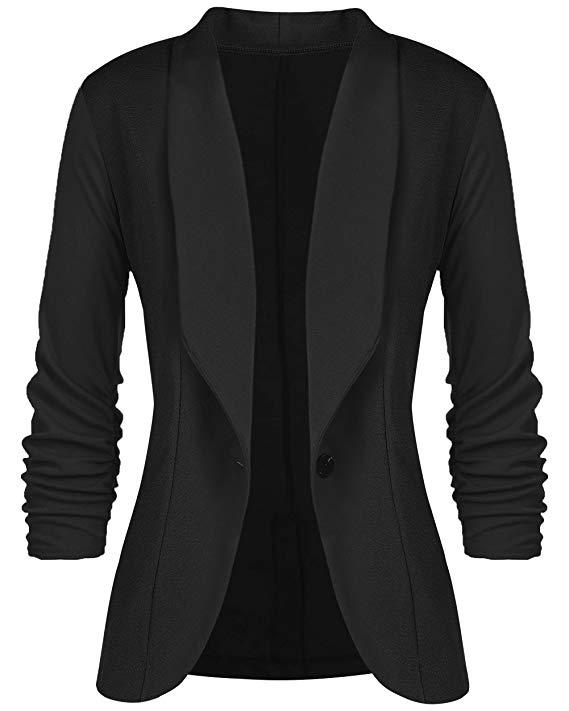 Autumn  Women Clothing Pleated Sleeve Work Office Coat Small Blazer Plus Size