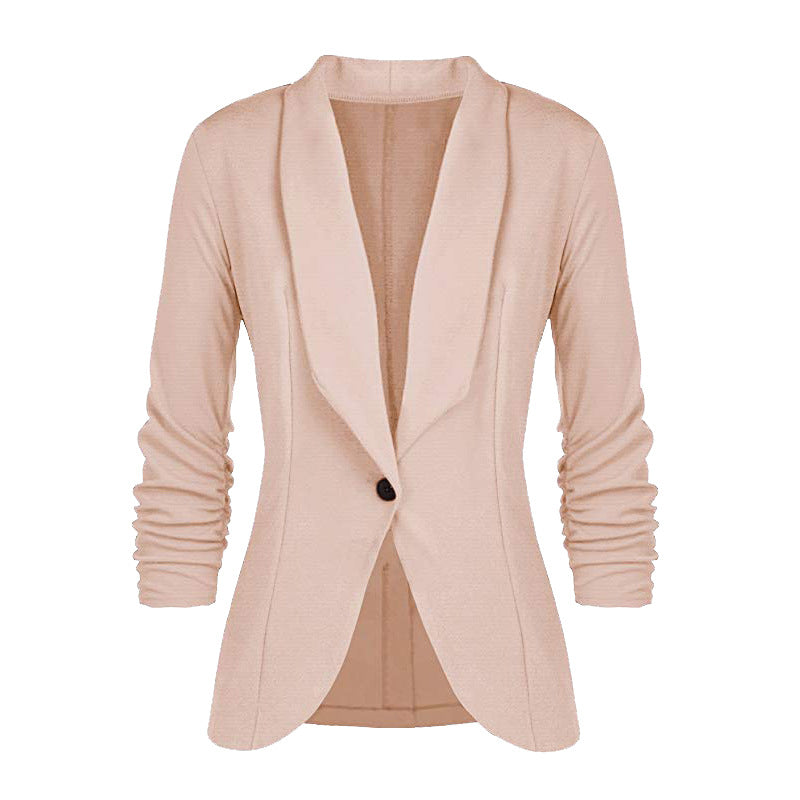 Autumn  Women Clothing Pleated Sleeve Work Office Coat Small Blazer Plus Size