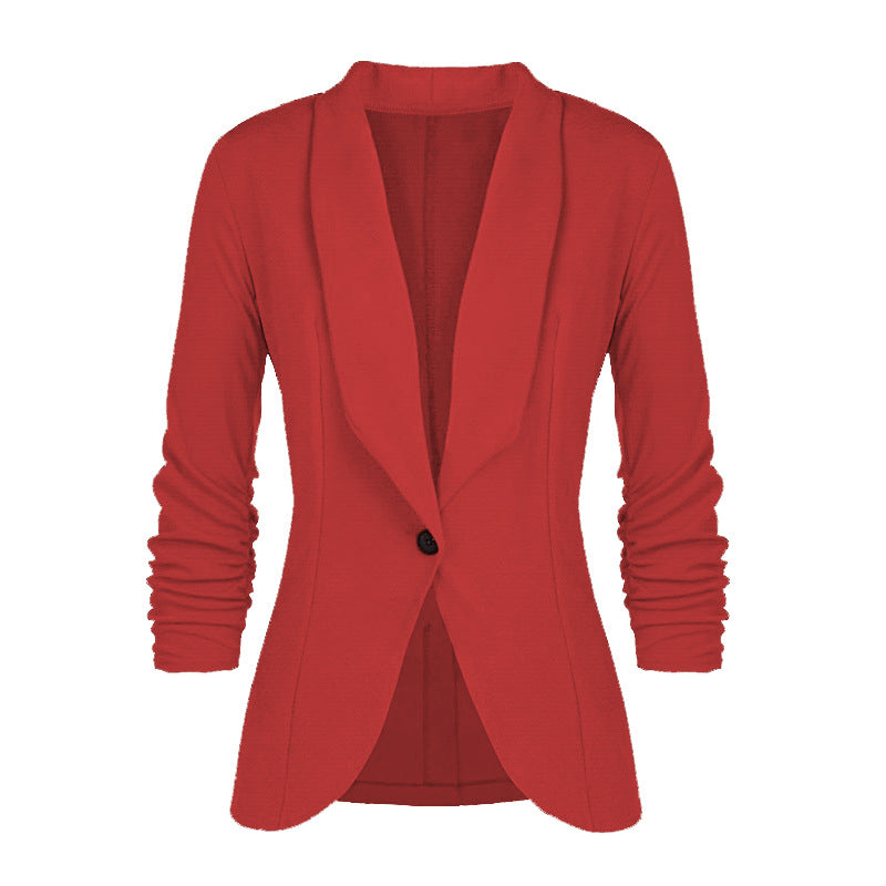 Autumn  Women Clothing Pleated Sleeve Work Office Coat Small Blazer Plus Size