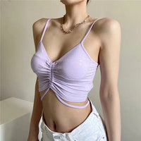 Elegant Sexy Waist Strap Design Vest Summer Women Clothing  Style Stretch Slim Short Sleeveless Top