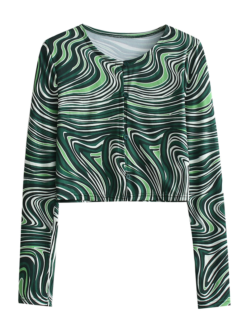 Neck Slim-Fit Long-Sleeved Zebra Pattern Top  Style Elegant New  Bottoming Shirt for Women