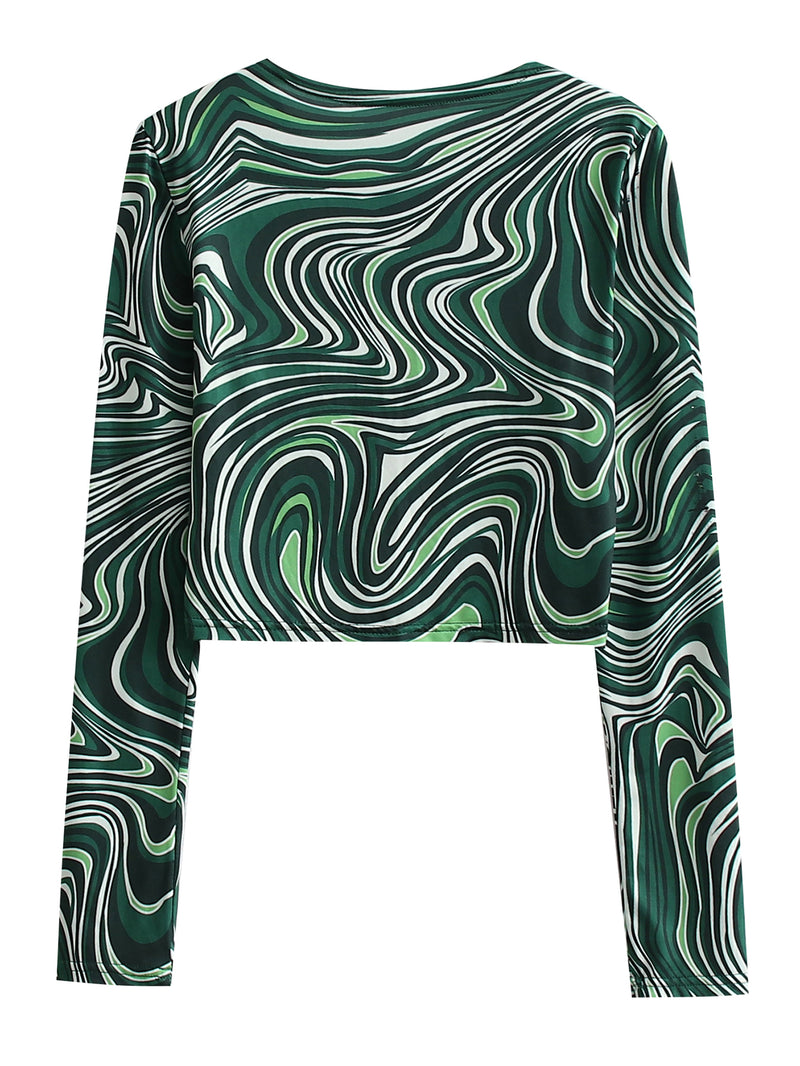 Neck Slim-Fit Long-Sleeved Zebra Pattern Top  Style Elegant New  Bottoming Shirt for Women