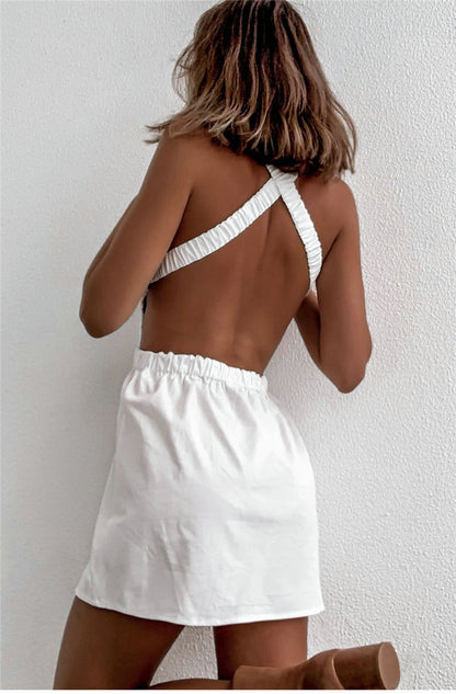 Summer Dress Sexy Backless Cross Slim Sleeveless Dress