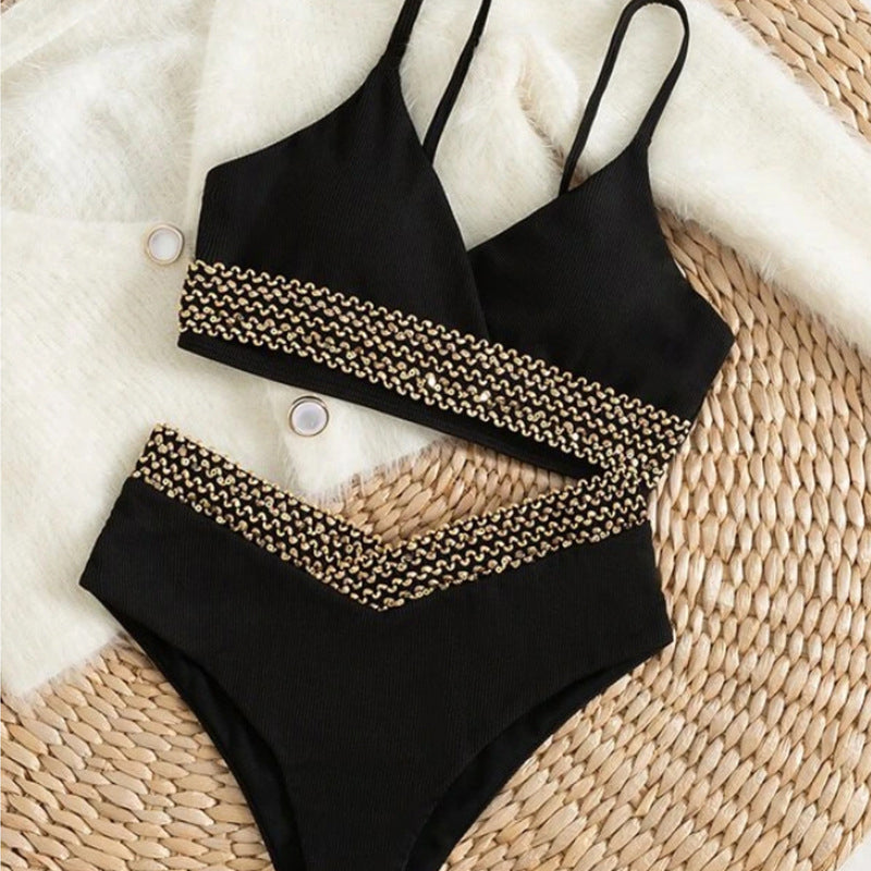 Push Up Bikini Solid Swimsuit