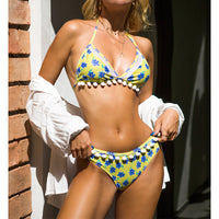 Sexy Backless Bikinis Floral Print Swimsuit Women Triangle 2 Piece Swimwear