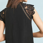 Lace Patchwork Sleeveless Solid Shirt Women