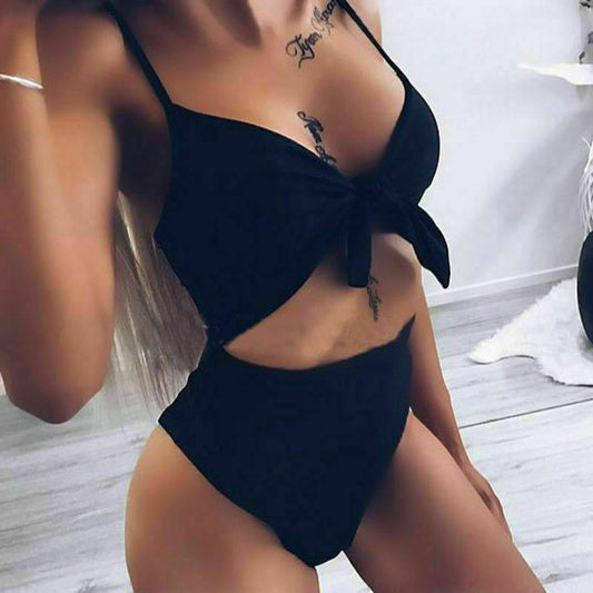 Women's Piece Swimsuit Sexy Bandage Thong Bikini Push Up Hollow Monokini Fused Bathing Bodysuit