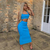 women summer clothes soild color casual crop tank tops long pencil skirt fitness skinny outfit suit two piece 2pc sets