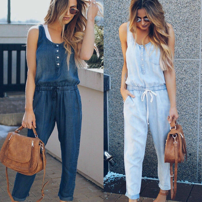 Loose Overalls Denim Rompers For Women