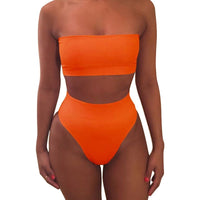 Solid Bikini Brazillian Swimsuit Women Bikini Set Sexy Off Shoulder Swimwear Female Swimming