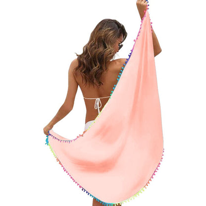 Women Colorful Tassel Chiffon Scarves Swimsuit Bikini Cover Up Sexy Skirt One Piece Irregular Scarf Female Sarong Beach Wear