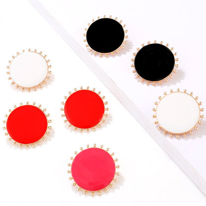 Vintage Black Round Stud Earrings for Women