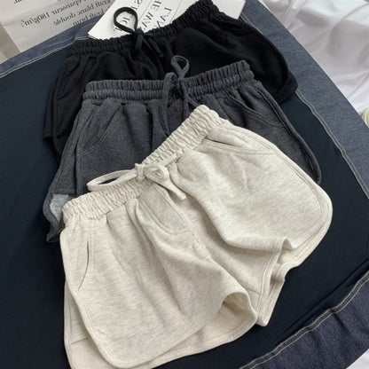 Summer Loose Shorts Women Fashion Casual Fitness Shorts Ladies Grey Black Solid High Waist Shorts Elastic Waist 2020