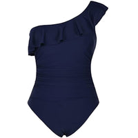 Swimsuits One Shoulder Asymmetric Ruffle  Beachwear Solid One-Piece Swimsuit Swimming Suits For Women