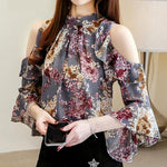 Short Sleeve Butterfly Sleeve O-neck Floral Blouse
