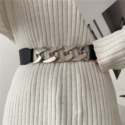 Thick Chain Waist Strap Dress Coat Sweater Lady Decorative Waistband