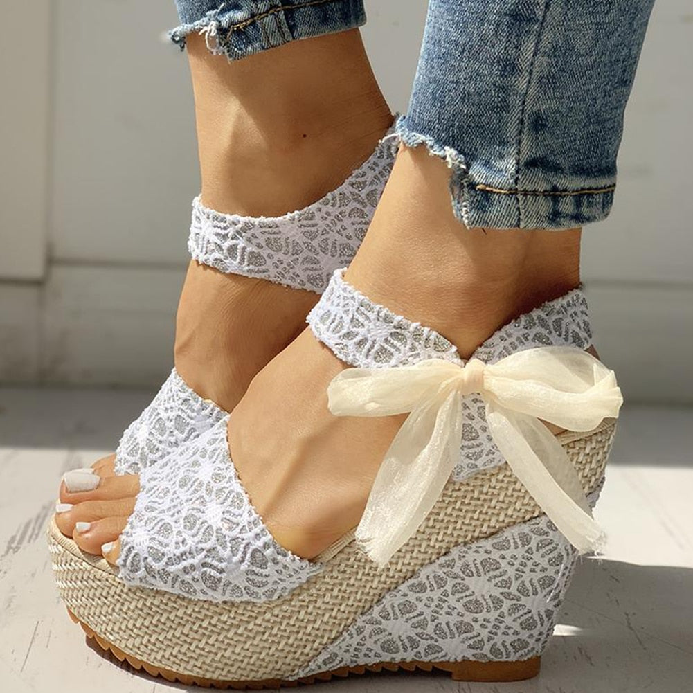 Lace Leisure Women Wedges Heeled Women Shoes