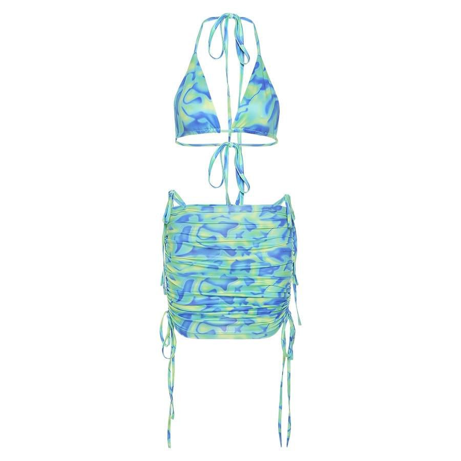 Sexy Backless Swimwear Set - Hot Top & Stacked Skirt