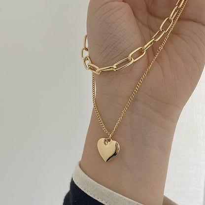 Gold color necklace hip-hop sweater chain love pendant sweater chain long multi-layer necklaces for women