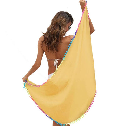 Women Colorful Tassel Chiffon Scarves Swimsuit Bikini Cover Up Sexy Skirt One Piece Irregular Scarf Female Sarong Beach Wear